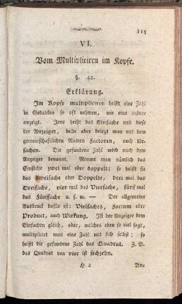VI. Vom Multipliciren im Kopfe.