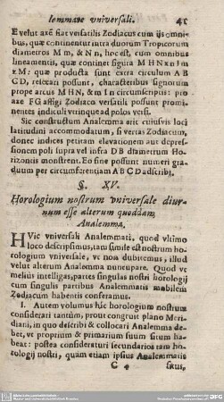 §. XV. Horologium nostrum universale diurnum esse alterum quoddam Analemma.