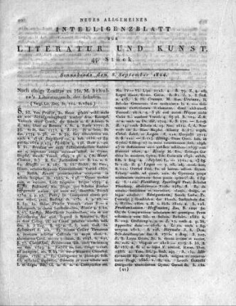 Noch einige Zusätze zu Hn. M. Schulze's Literaturgesch. der Schulen.