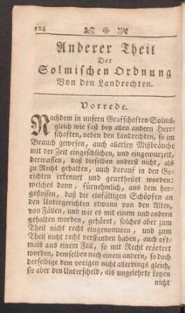 Anderer Theil Der Solmischen Ordnung Von den Landrechten