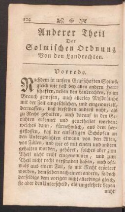 Anderer Theil Der Solmischen Ordnung Von den Landrechten