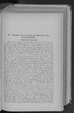 II. Arbeiten des Vereins im Interesse des Lehrerstandes