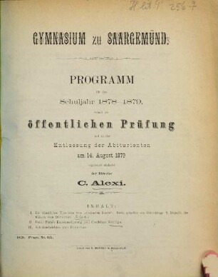 Programm : für das Schuljahr .., 1878/79