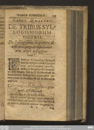 Caput Quartum. De Tribus Syllogismorum Figuris ...