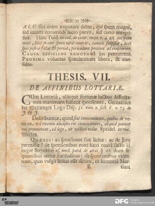 Thesis. VII. De Affinibus Lottariæ.