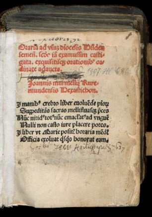 Oraria ad vsu#[m] diocesis Hilden||semeñ. sc#[un]do iã examussim casti=||gata. exquisitis#[que] orationib#[us] or=||dinate adaucta.|| ... ||