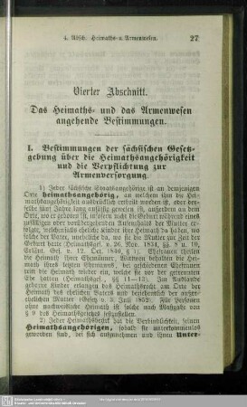 Vierter Abschnitt. Das Heimath- und das Armenwesen angehende Bestimmungen