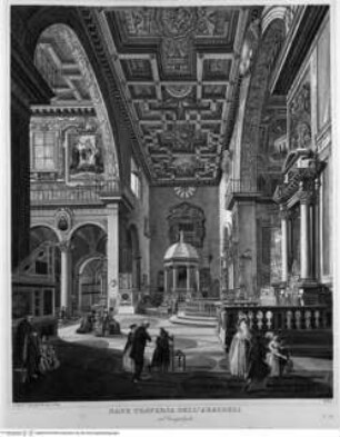 Scenografia degli interni delle più belle chiese e basiliche antiche di Roma, Tafel IX: Nave traversa dell'Aracoeli ...