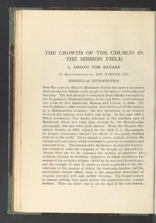 The growth of the church in the mission field