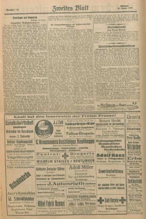 Freie Presse 1926 (Nr. 15). "Zweites Blatt", "Aus dem Wirtschaftsleben" und "Unterhaltungs-Beilagen"
