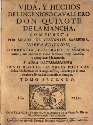 Vida, Y Hechos Del Ingenioso Cavallero Don Quixote De La Mancha, 2