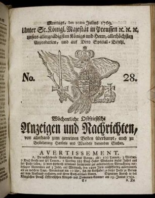 No. 28. Montags, den 10ten Julius 1769.