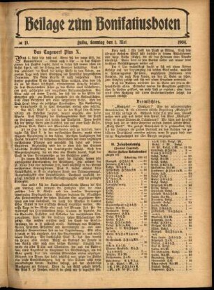Zweite Ausgabe vom Sonntag, den 01. Mai 1904.