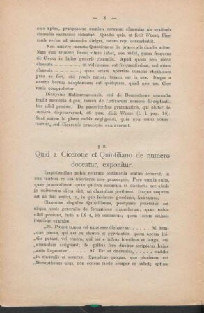 § 2. Quid a Cicerone et Quintiliano de numero doceatur, exponitur.