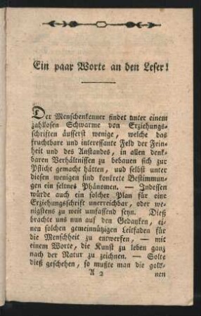 Ein paar Worte an den Leser!