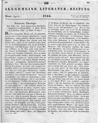 Hahn, W.: Das Leben Jesu. Eine pragmatische Geschichtsdarstellung. Berlin: Duncker 1844