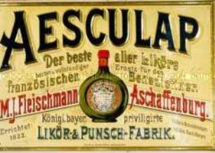 Werbeschild "Aesculap-Likör"