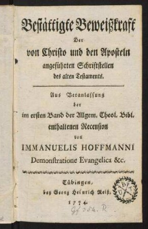 1-68, Bestaettigte Beweißkraft der von Christo und den ...
