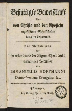 1-68, Bestaettigte Beweißkraft der von Christo und den ...