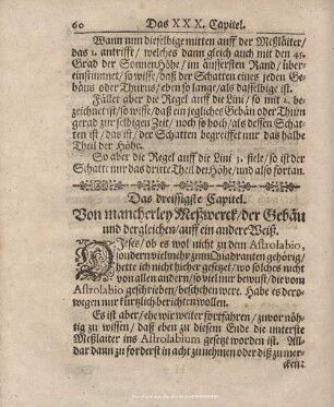 Das dreissigste Capitel. Von mancherley Meßwercken/ der Gebäu und dergeleichen/ auff ein andrer Weiß.