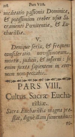 Pars VIII. Cultus sacræ eucharistiæ.