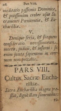 Pars VIII. Cultus sacræ eucharistiæ.