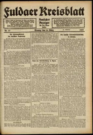 Ausgabe vom Montag, den 10. März 1919.