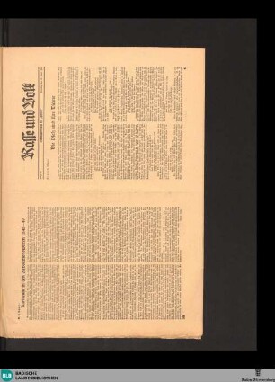 Der Führer am Sonntag : Wochenbeilage des "Führer", Rasse und Volk