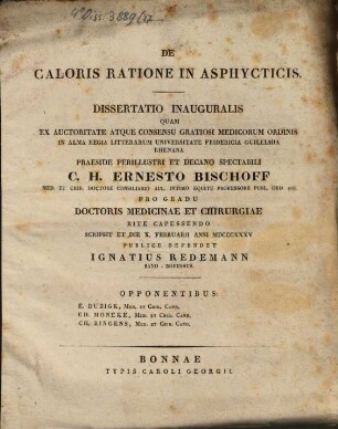De caloris ratione in asphycticis : diss. inaug.