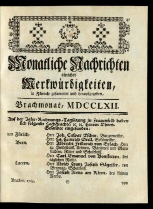 Brachmonat, MDCCLXII