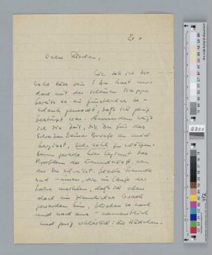 Brief an Rosemarie Hackelberg