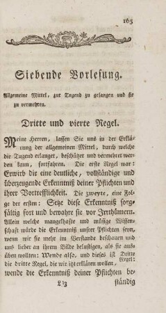 Siebende Vorlesung
