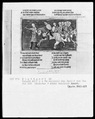 Weltchronik - Bruder Philipp — ---, Folio 1recto-256recto---, Folio 1recto-256rectoAbner ersticht Asahel, Folio 205recto