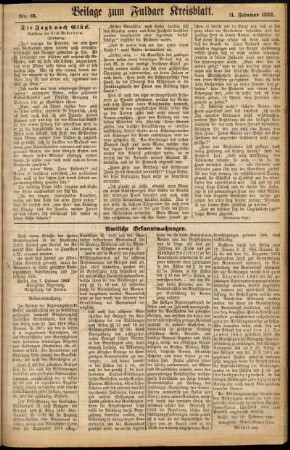 Zweite Ausgabe vom Samstag, den 11. Februar 1882.