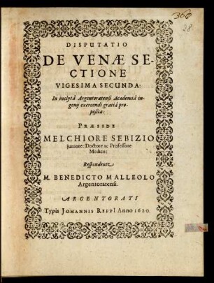 22: Disputatio De Venae Sectione ...