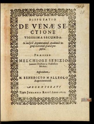 22: Disputatio De Venae Sectione ...