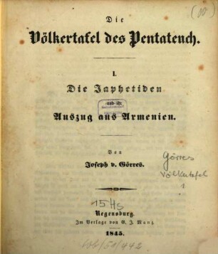 Die Völkertafel des Pentateuch, 1. Die Japhetiden und ihr Auszug aus Armenien
