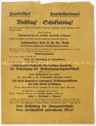 Aufruf der Wirtschaftspartei zur Reichstagswahl 1930