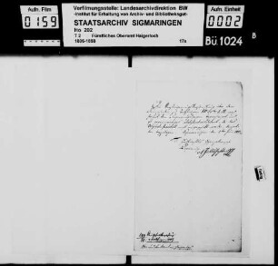 Verpachtung des Kleinzehnten zu Trillfingen