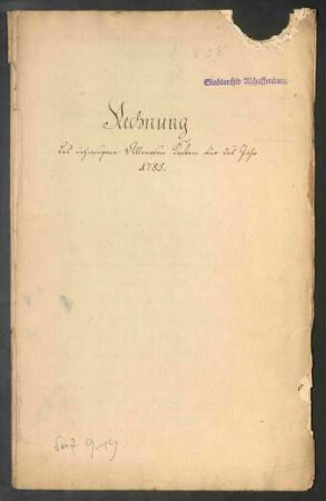 Rechnungen des Aschaffenburger Almosenkastens vom Jahr 1785