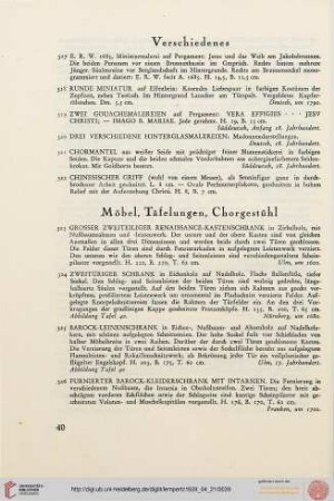 Möbel, Täfelungen, Chorgestühl (Nr. 323-346)
