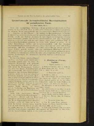 Gynandromorphe (hermaphroditische) Macrolepidopteren der paläarktischen Fauna.