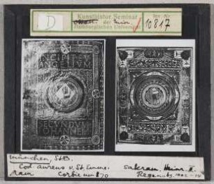 München, Bayerische Staatsbibliothek: Vergleich Cod. Lat. 4456 (Sakramentar Kaiser Heinrichs II.) rechts mit Codex Aureus von St. Emmeran
