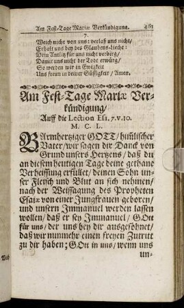 Am Fest-Tage Mariæ Verkündigung.