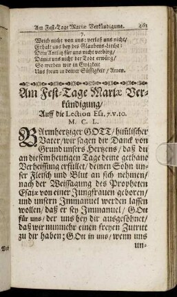 Am Fest-Tage Mariæ Verkündigung.