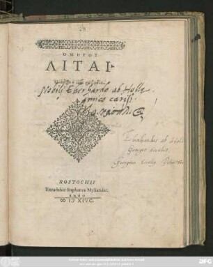 HOMĒRU || LITAI.|| Iliados hē iōta rapsōdia. ||
