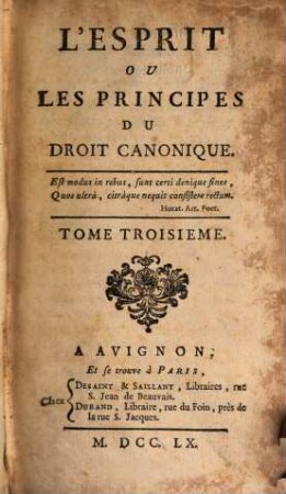 L' Esprit Ou Les Principes Du Droit Canonique, 3