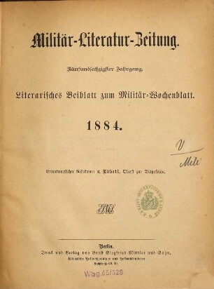 Militär-Literatur-Zeitung. 65. 1884