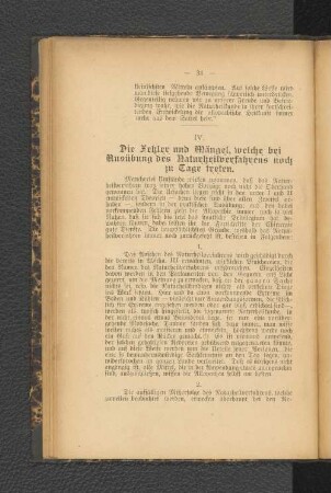 IV. Die Fehler und Mängel, welche bei Ausübung des Naturheilverfahrens noch zu Tage treten.