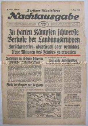 Umschlagblatt der Abendzeitung "Berliner illustrierte Nachtausgabe" zur Landung der Alliierten in Nordfrankreich